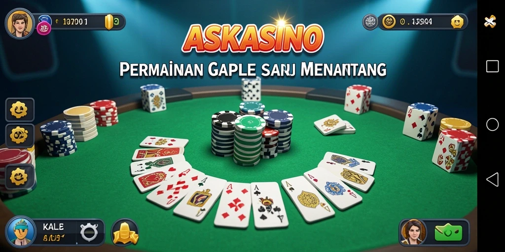 Screenshot utama ASKASINO menampilkan aksi bermain Gaple yang seru.