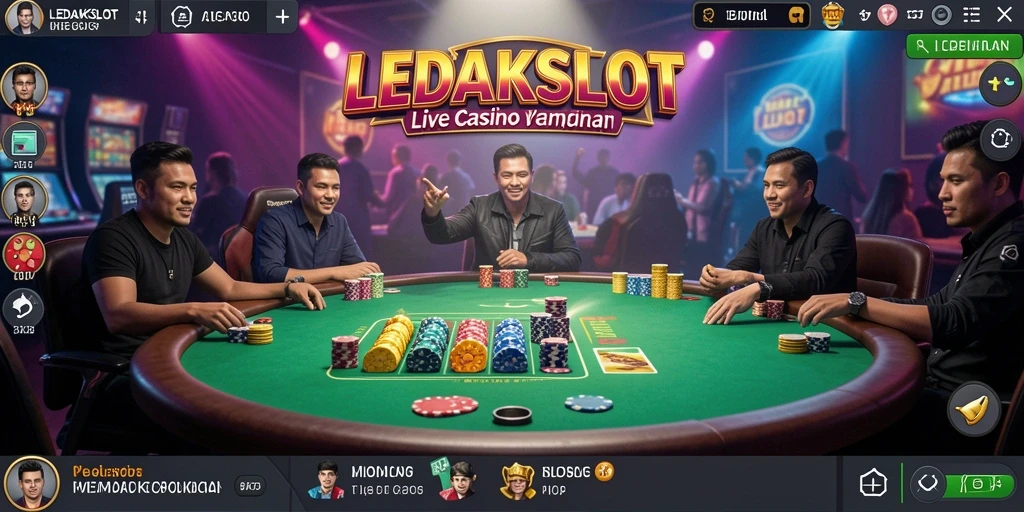 Screenshot LEDAKSLOT menampilkan dealer langsung dalam permainan kasino.