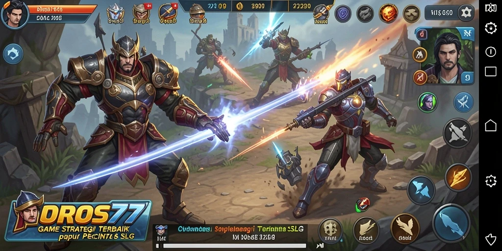 Tangkapan layar gameplay POROS77 dengan aksi pertempuran yang intens.