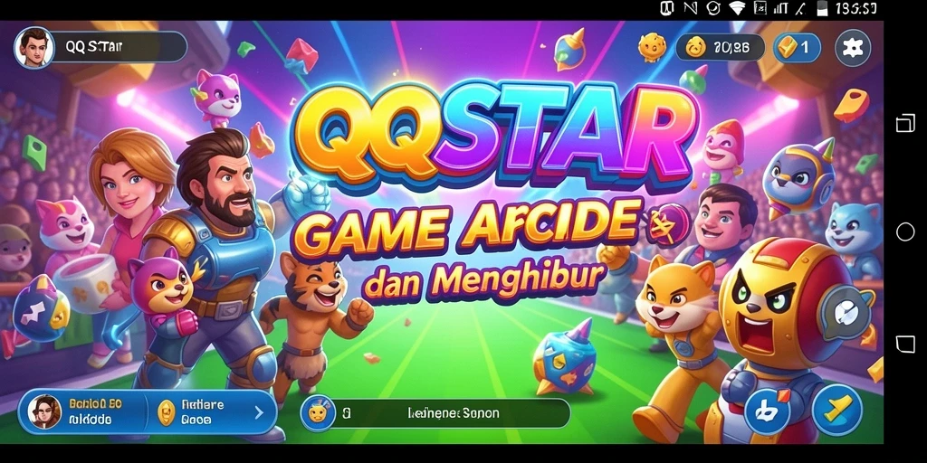 Tangkapan layar utama QQSTAR menampilkan aksi gameplay Arcade yang mendebarkan.